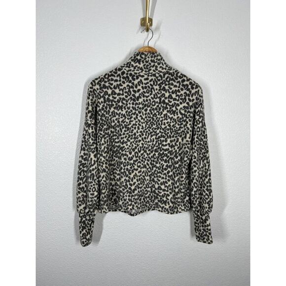 Lulus Stay Soft Cream Leopard Print Top Size Small S Long Sleeves Mock Neck - Picture 5 of 6